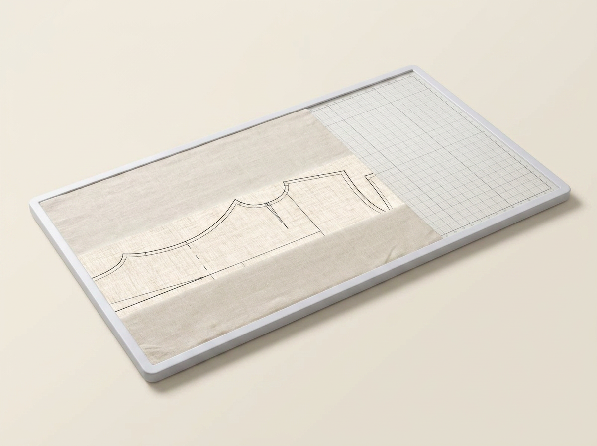Lazy Light smart sewing cutting mat glowing with a pastel gradient and pattern outlines
